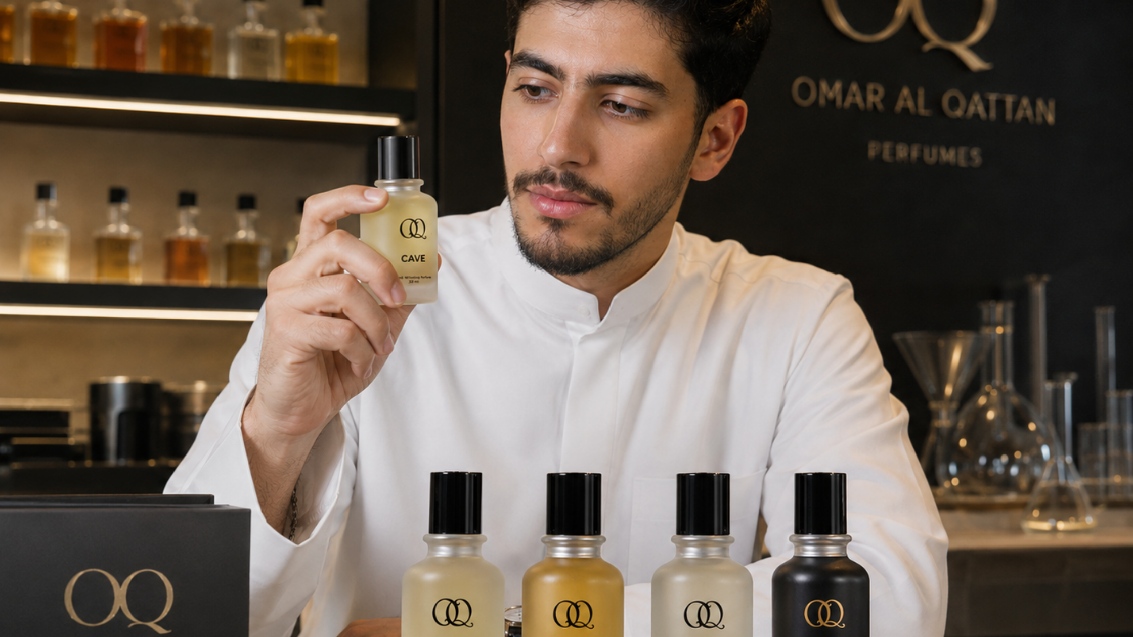 os quatro perfumes atribuídos a Omar AlQattan pela OQ.32